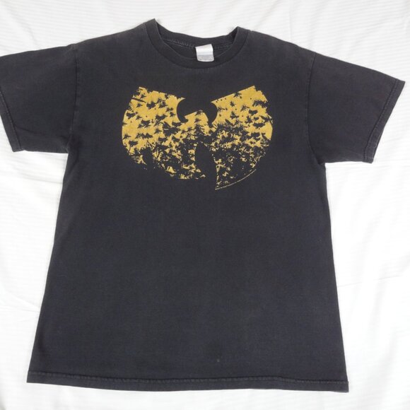 VINTAGE Y2K WU-TANG CLAN KILLA BEES LOGO BLACK MEDIUM T-SHIRT L202 (FADED -SPOT) - Picture 2 of 6